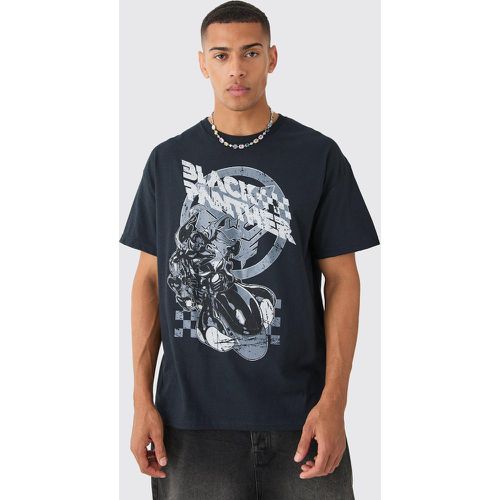 Oversized Black Panther Biker License T-shirt - Boohooman - Modalova