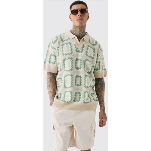 Tall - Polo oversize en crochet - XL - Boohooman - Modalova