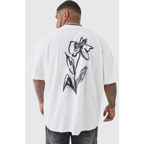 Plus Mono Floral T-shirt In White - - XXXL - Boohooman - Modalova