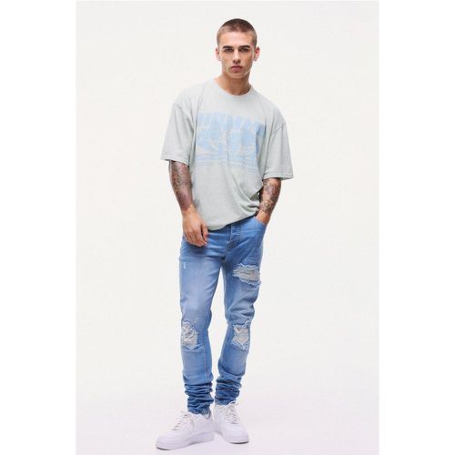 Jean skinny déchiré et réparé - 30R - Boohooman - Modalova