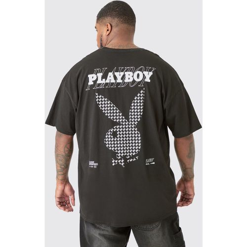 Plus Check Print Playboy T-shirt In Black - - XXXL - Boohooman - Modalova