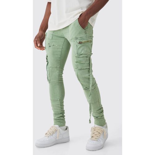 Jean cargo super skinny à taches de peinture homme - 28R - Boohooman - Modalova