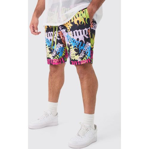 Grande taille - Short de basket mi-long en mesh à imprimé graffiti - XXL - Boohooman - Modalova