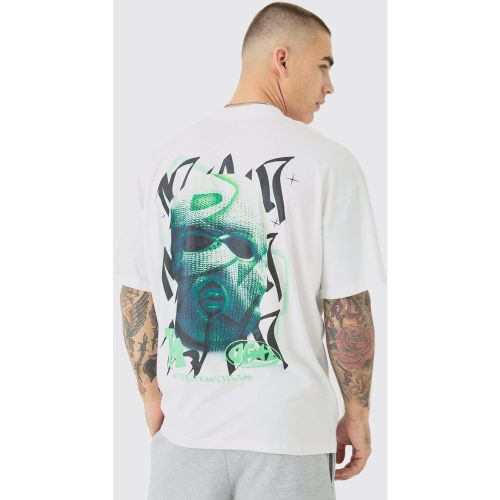 T-shirt oversize à col montant et imprimé masque - S - Boohooman - Modalova