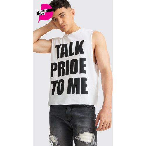 Débardeur oversize déchiré à slogan Talk Pride To Me - Pride - XS - Boohooman - Modalova