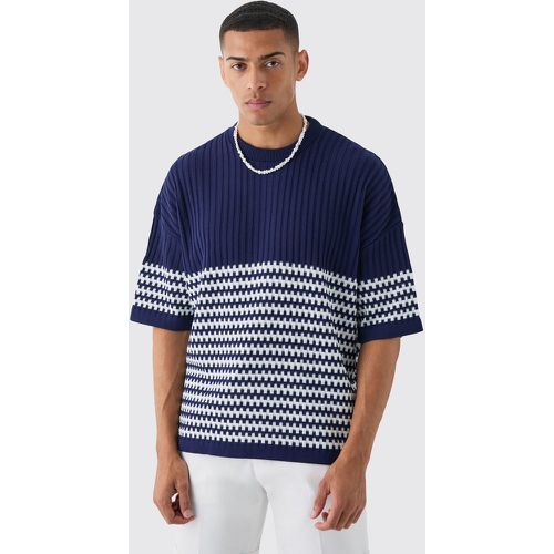 T-shirt oversize rayé en maille - S - Boohooman - Modalova