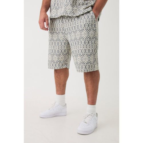 Plus Elasticated Waist Relaxed Jacquard Abstract Shorts - - XXXL - Boohooman - Modalova