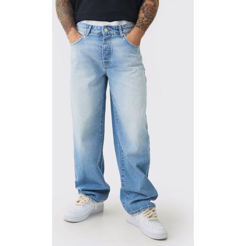 Baggy Rigid Double Waistband Denim Jeans In Light Blue - - 28R - Boohooman - Modalova