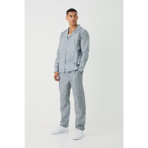 Ensemble en lin à manches longues et pantalon droit - S - Boohooman - Modalova