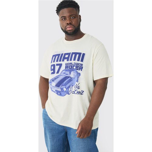 Plus Miami Moto Print T-shirt - Boohooman - Modalova