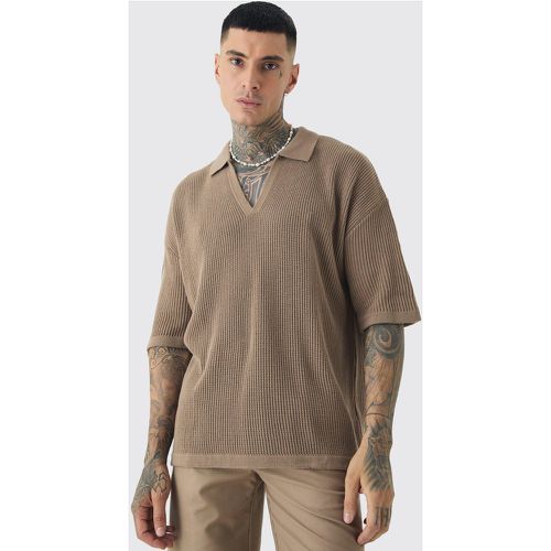 Tall - Polo oversize côtelé à manches courtes - S - Boohooman - Modalova