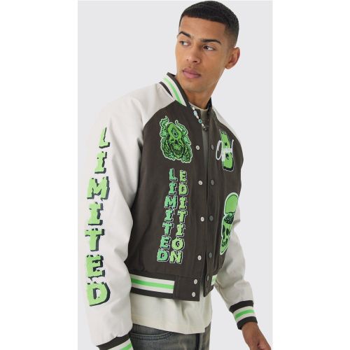 Veste universitaire oversize à manches enduites - L - Boohooman - Modalova
