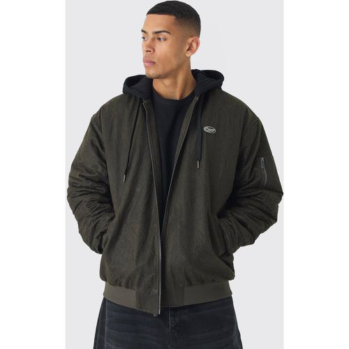 Bomber oversize délavé en nylon homme - L - Boohooman - Modalova