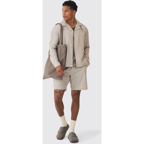 Ensemble oversize avec chemise rayée et short - L - Boohooman - Modalova