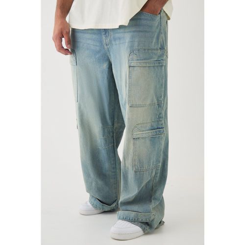 Grande taille - Jean baggy délavé à poches multiples homme - 38 - Boohooman - Modalova