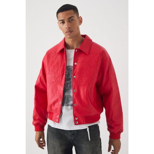 Bomber oversize en simili à relief homme - S - Boohooman - Modalova