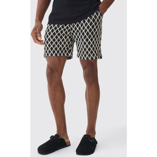 Elasticated Waist Diamond Crochet Bermuda Shorts - Boohooman - Modalova