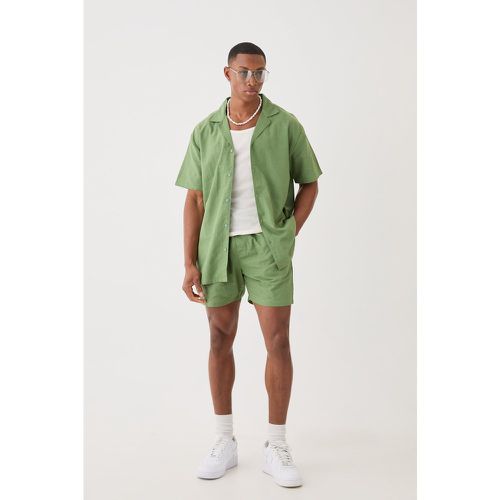 Ensemble oversize en lin avec chemise à manches courtes et short - S - Boohooman - Modalova