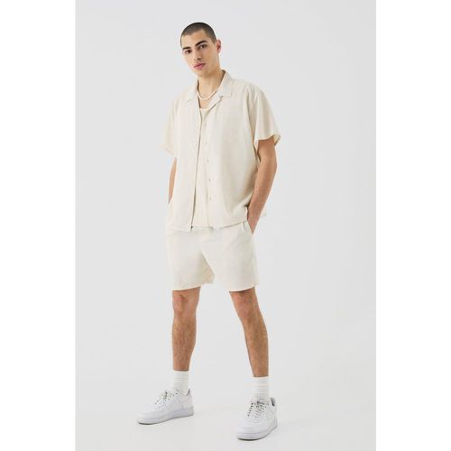 Ensemble en lin à manches courtes avec chemise oversize et short - S - Boohooman - Modalova