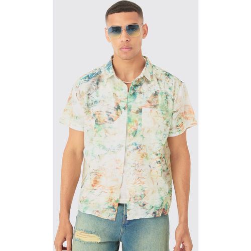 Chemise oversize en lin effet aquarelle - L - Boohooman - Modalova