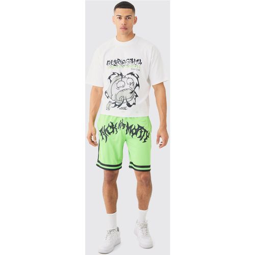 Ensemble oversize à imprimé Rick et Morty avec t-shirt et short - M - Boohooman - Modalova