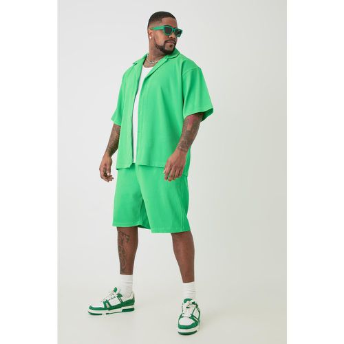 Grande taille - Ensemble avec chemise plissée à manches courtes et short homme - XXL - Boohooman - Modalova