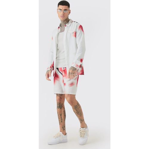 Tall - Ensemble en lin à poches avec chemise et short homme - S - Boohooman - Modalova