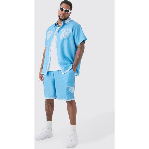 Grande taille - Ensemble en lin avec chemise et short homme - XXXL - Boohooman - Modalova