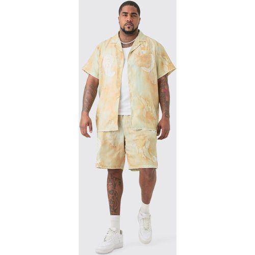 Grande taille - Ensemble en lin à broderie cachemire homme - XXXL - Boohooman - Modalova