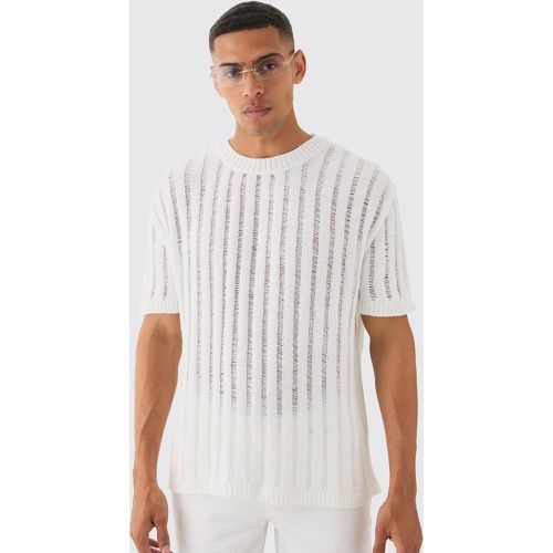 T-shirt oversize en maille à découpes - M - Boohooman - Modalova