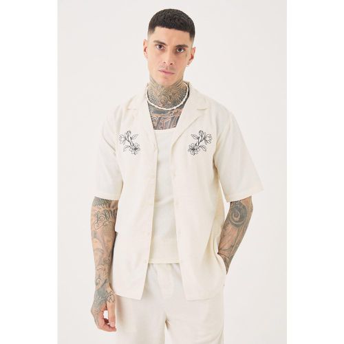 Tall - Chemise en lin à broderie - XL - Boohooman - Modalova