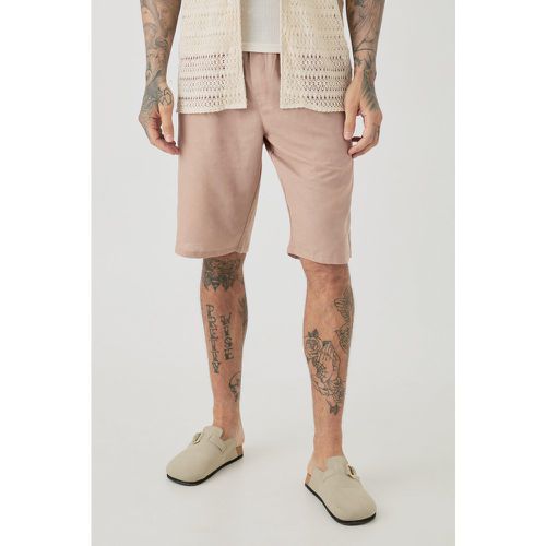 Tall Elasticated Waist Linen Comfort Shorts In homme - S - Boohooman - Modalova