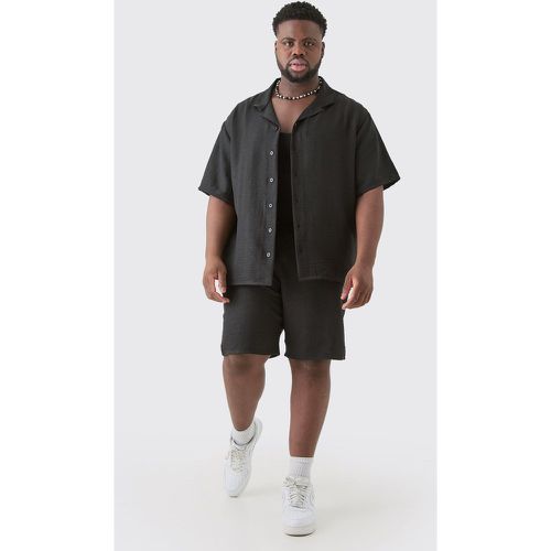 Grande taille - Ensemble avec chemise en lin à manches courtes et short homme - XXXL - Boohooman - Modalova