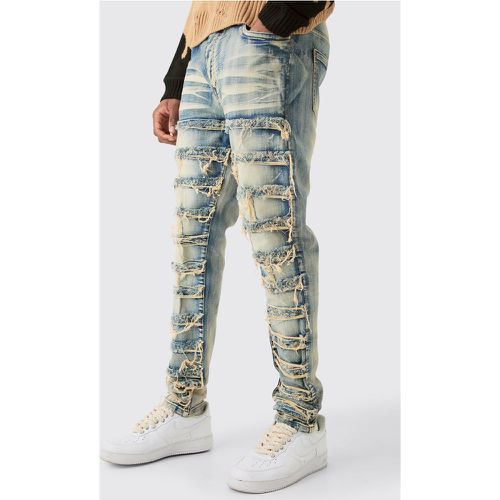 Tall - Jean stretch déchiré et réparé - 34 - Boohooman - Modalova