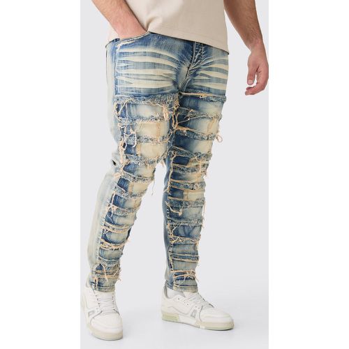 Grande taille - Jean stretch déchiré et réparé - 38 - Boohooman - Modalova