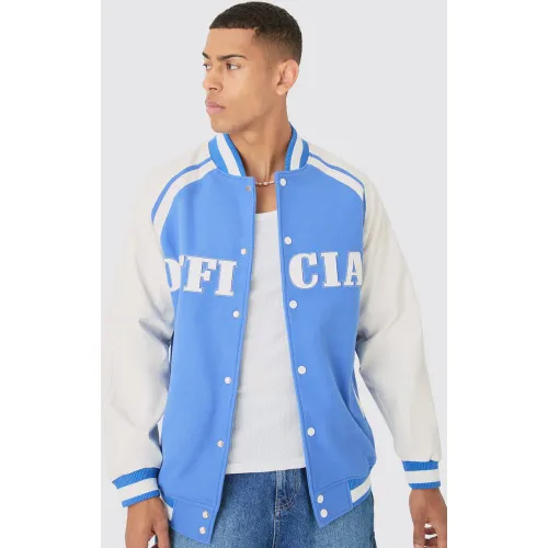 Veste universitaire à manches raglan et écusson - Official - S - Boohooman - Modalova