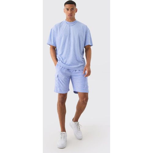 Ensemble oversize à col montant en tissu éponge et short cargo - M - Boohooman - Modalova