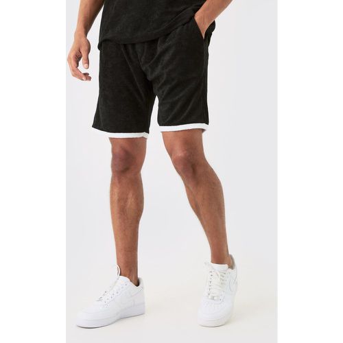 Relaxed Fit Mid Contrast Towelling Shorts homme - Boohooman - Modalova