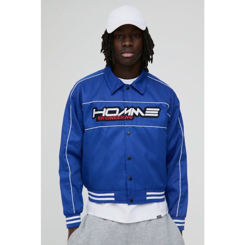 Bomber oversize à col moto homme - S - Boohooman - Modalova