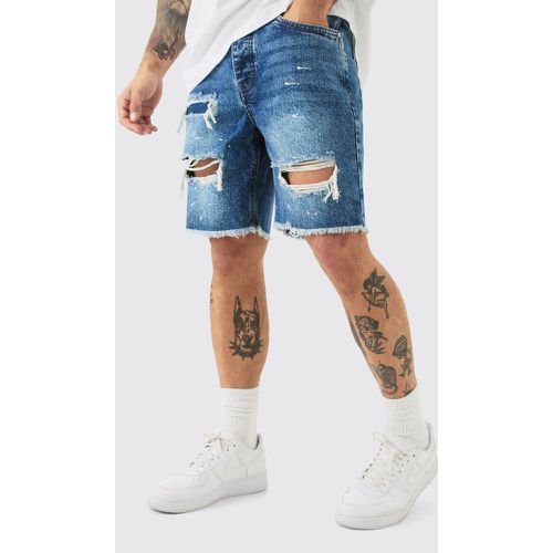 Short slim en jean déchiré à taches de peinture - 28 - Boohooman - Modalova