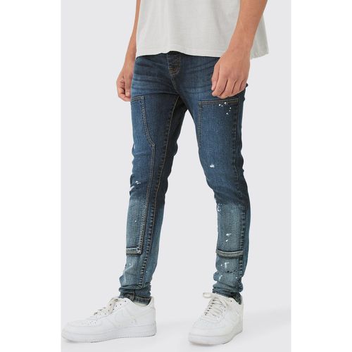 Jean super skinny à taches de peinture - 30R - Boohooman - Modalova