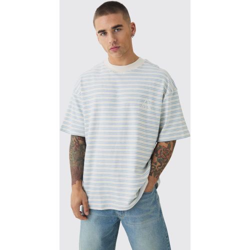 T-shirt oversize côtelé à rayures - MAN - L - Boohooman - Modalova