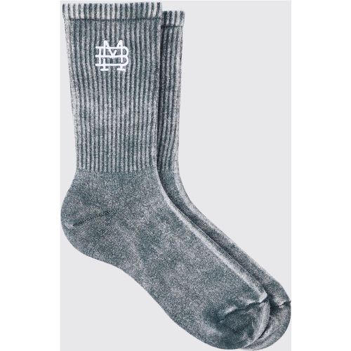 Chaussettes délavées à broderie BM - ONE SIZE - Boohooman - Modalova