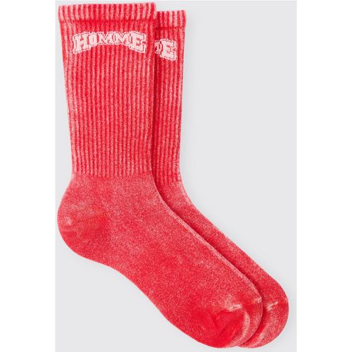 Acid Wash Socks In Red - Boohooman - Modalova