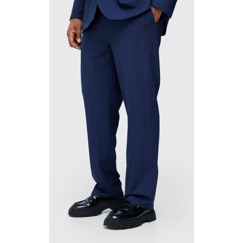 Plus Dark Blue Check Regular Fit Suit Trouser - Boohooman - Modalova