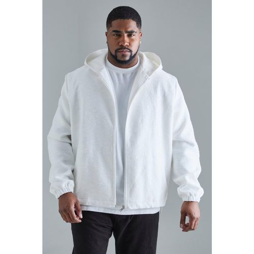 Plus Textured Cotton Jacquard Smart Hooded Jacket - - XXXL - Boohooman - Modalova
