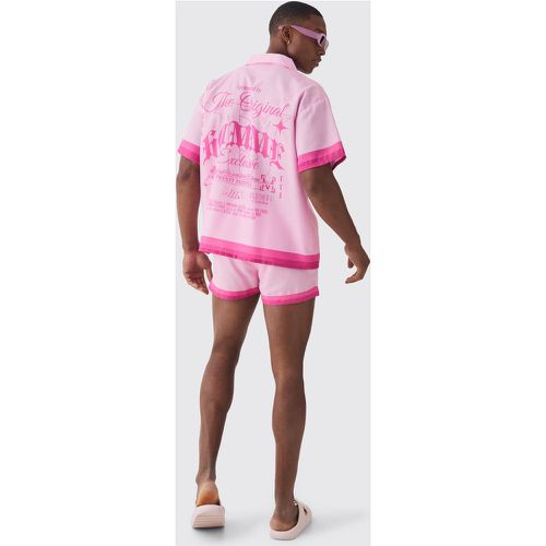 Ensemble imprimé avec chemise oversize et short de bain - M - Boohooman - Modalova