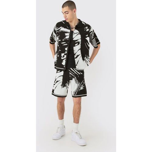 Ensemble à imprimé abstrait avec chemise et short - S - Boohooman - Modalova