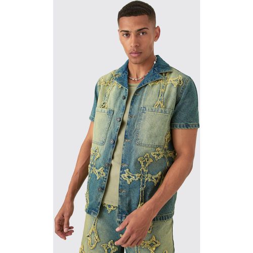 Chemise en jean à écusson croix - M - Boohooman - Modalova