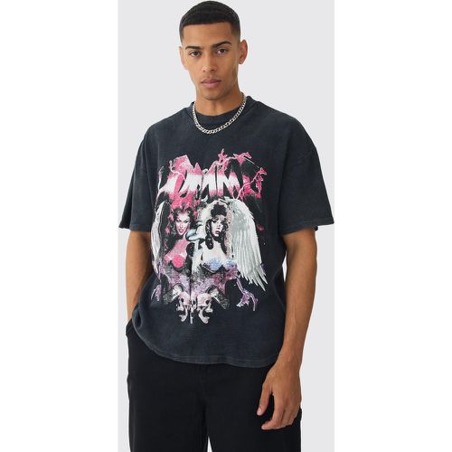 T-shirt oversize délavé imprimé - S - Boohooman - Modalova